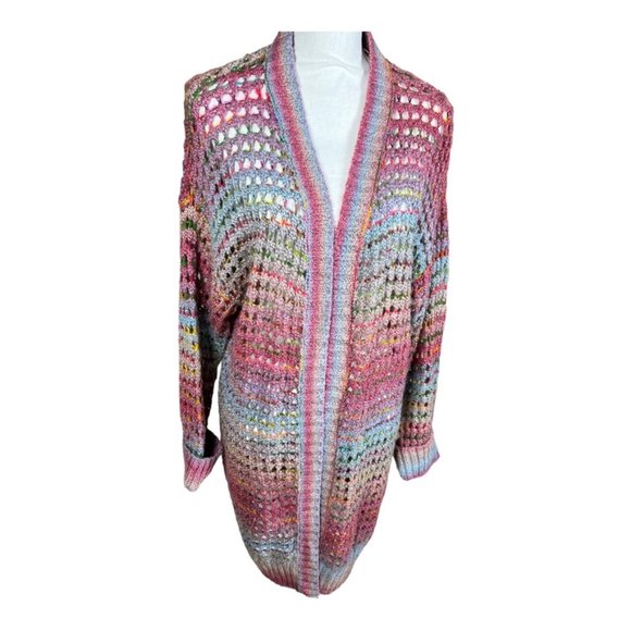 Gorgeous Westport Multicolored Open‎ Knit Cardigan - Picture 1 of 7